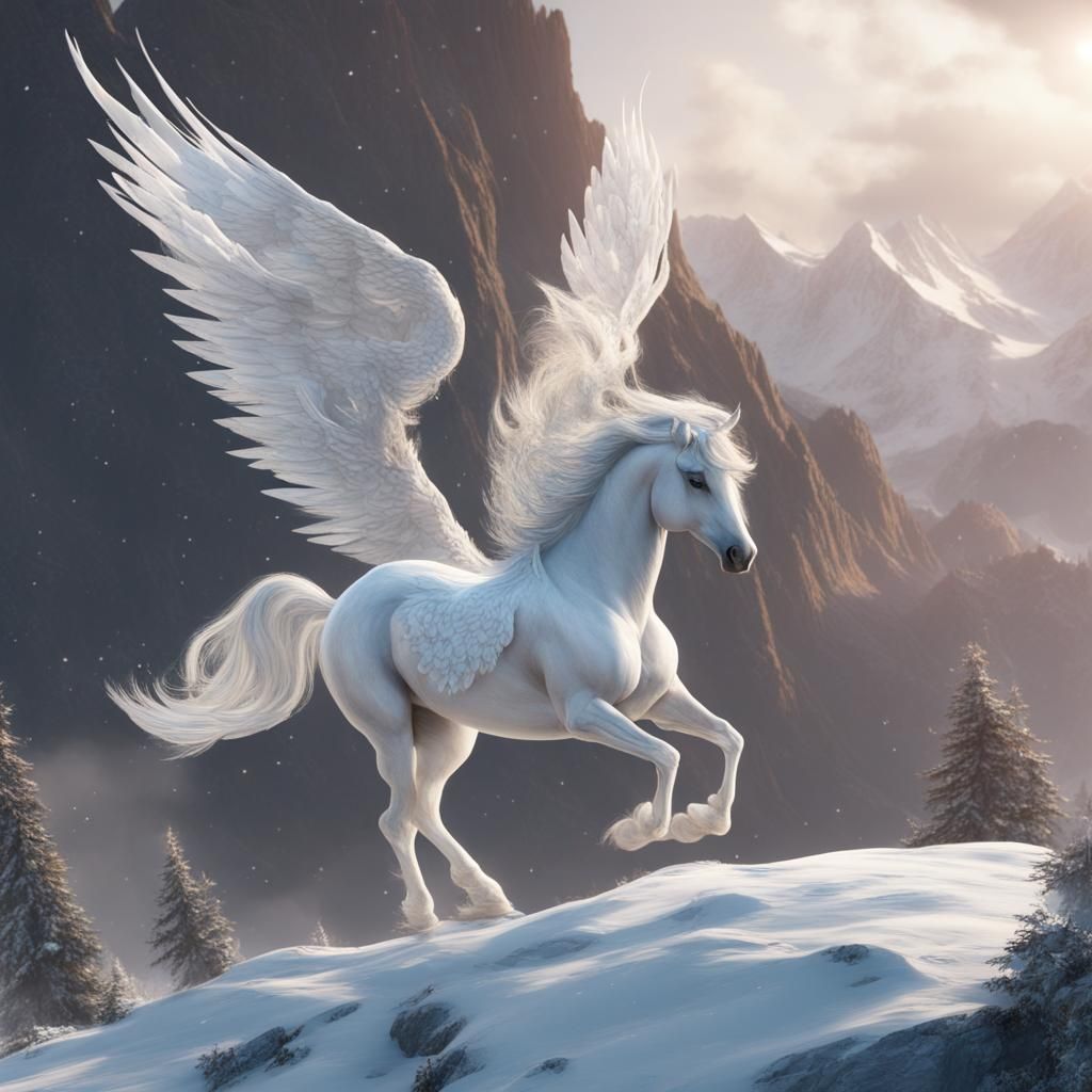 Pegasus in Flight: A Fantastical Matte Painting