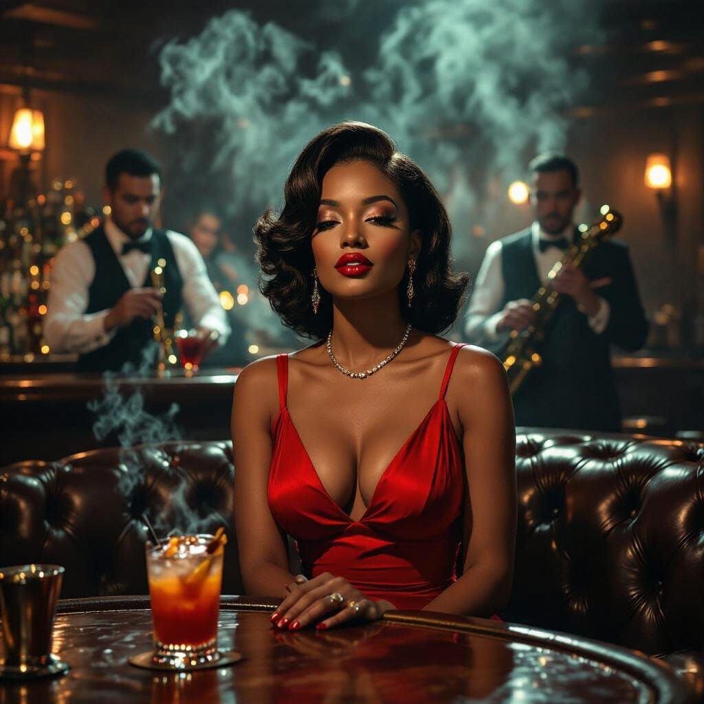 Jazz Singer in Smoky Bar, Film Noir Style