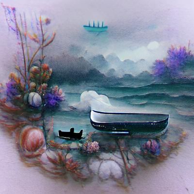 Ethereal Ocean Scene with Boat