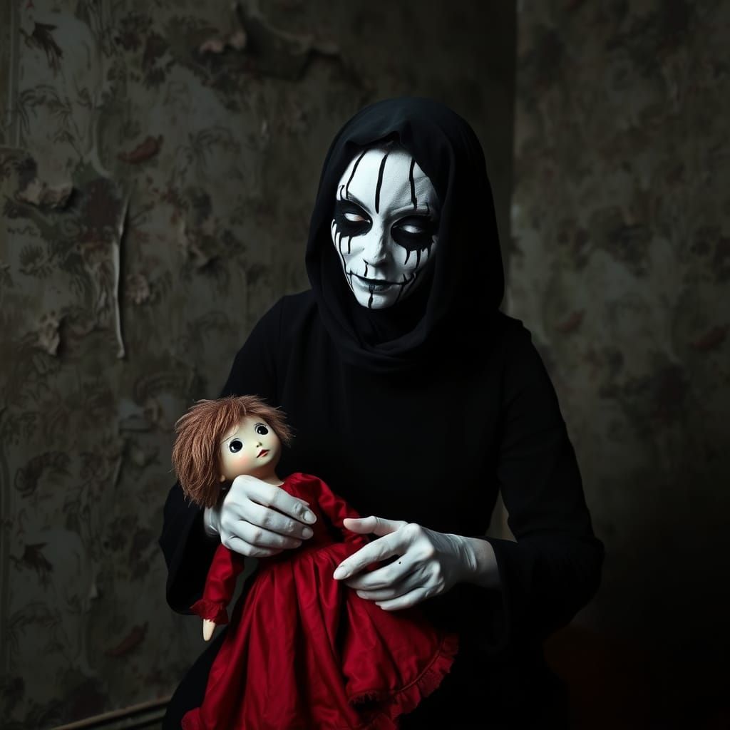 Mysterious Seamstress in a Dark, Abandoned Room