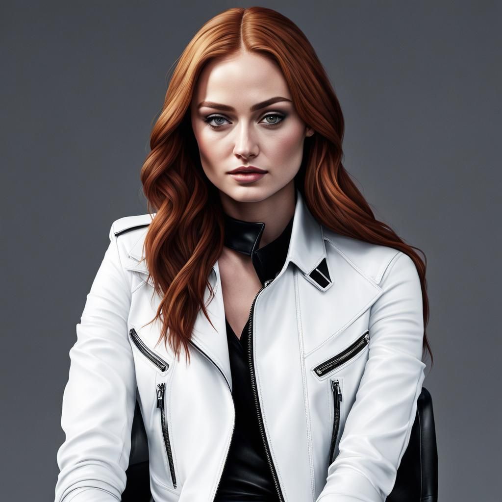 Ultrarealistic Photo of Sophie Turner in Leather