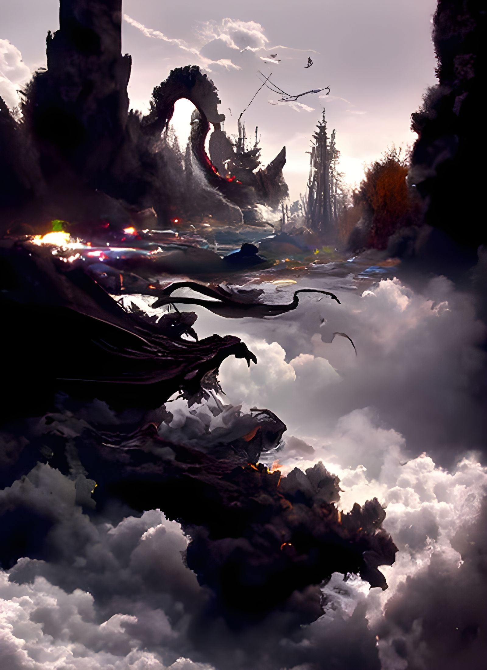 Apocalyptic Ghost Leviathan in a Dark, Detailed Painting