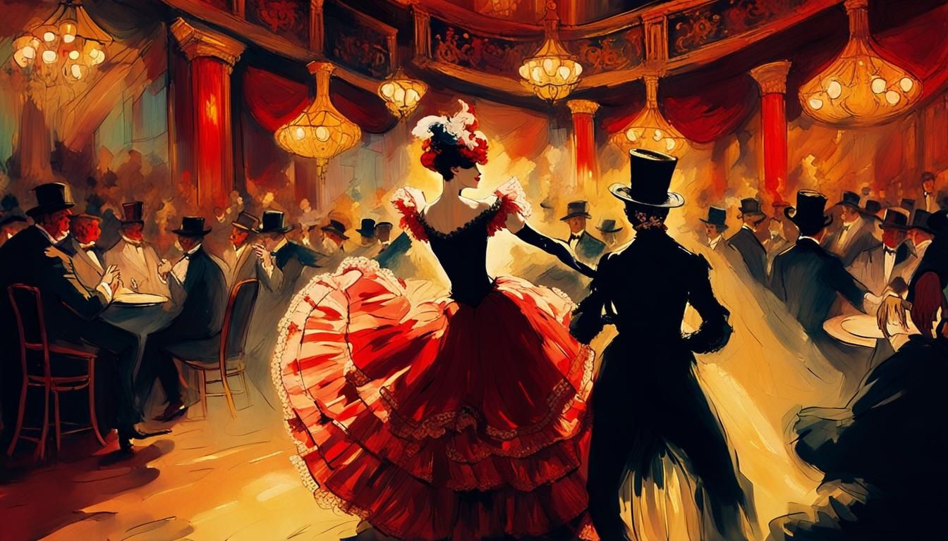 Can-Can Dancer in Cabaret, Toulouse Lautrec Style