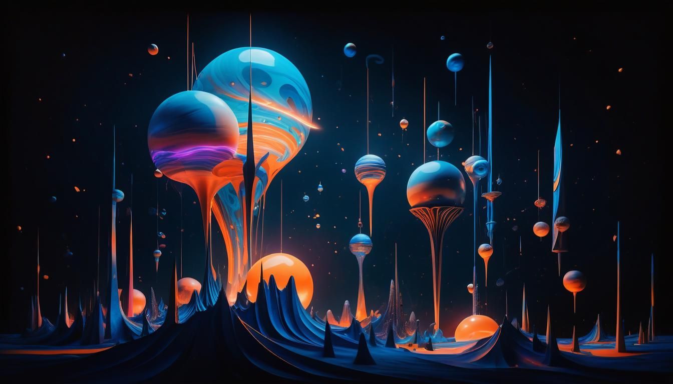 Surreal Cityscape with Abstract Sculptures in Abstract Expre...