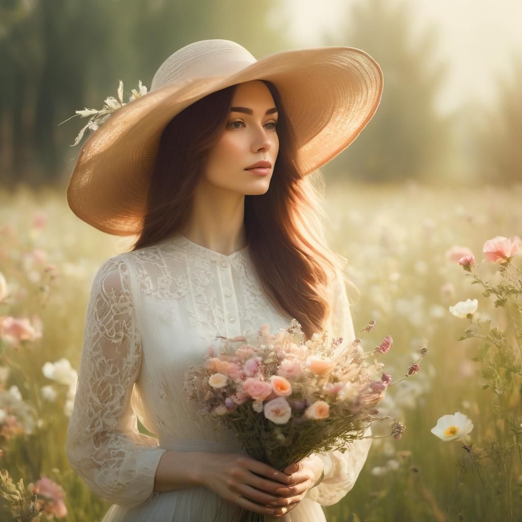 Ethereal Woman with Hat: Nostalgic Portrait Photography