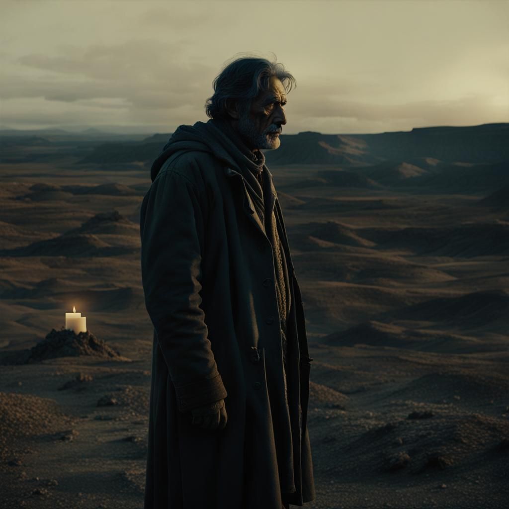 Sorrow in a Desolate Landscape: Oil Painting