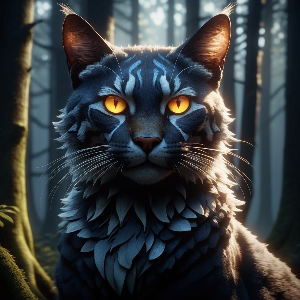 Mysterious Gatto in Dreamlike Forest Landscape