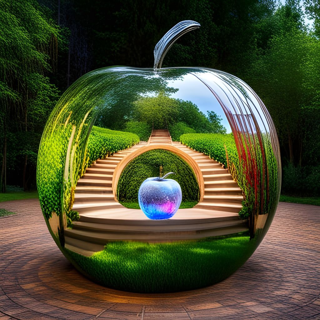 Glass Apple Portal to Secret Garden Paradise