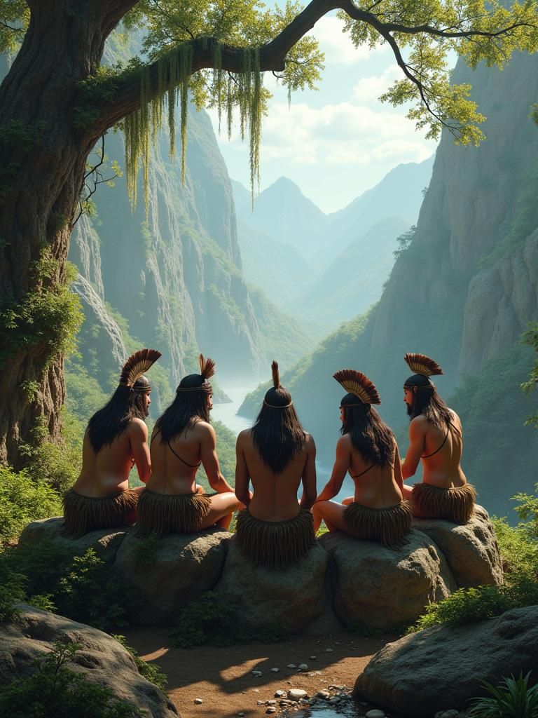 Stone Age Warriors in Astonishment: A Frazetta-Inspired Scen...