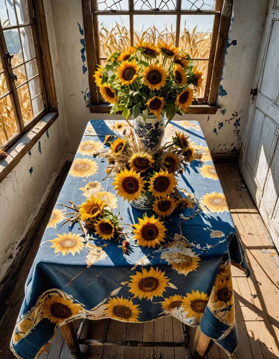 Sunflowers and Dried Grasses Still Life