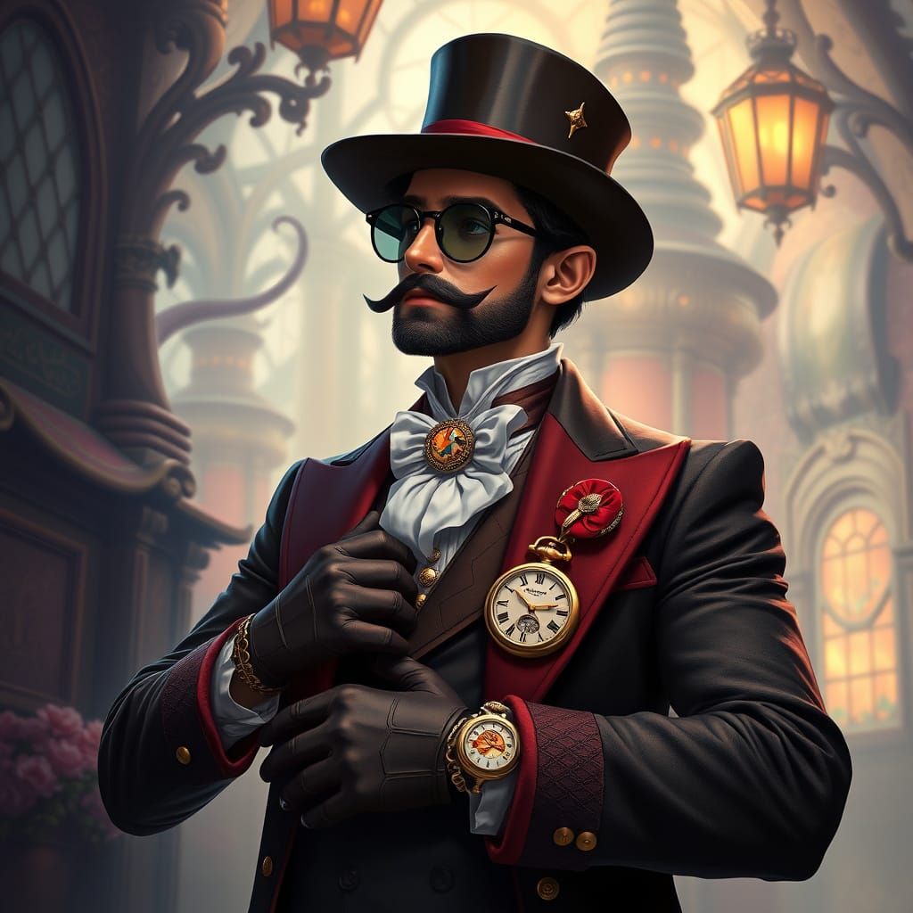 Victorian Gentleman in Whimsical Fantasy Style