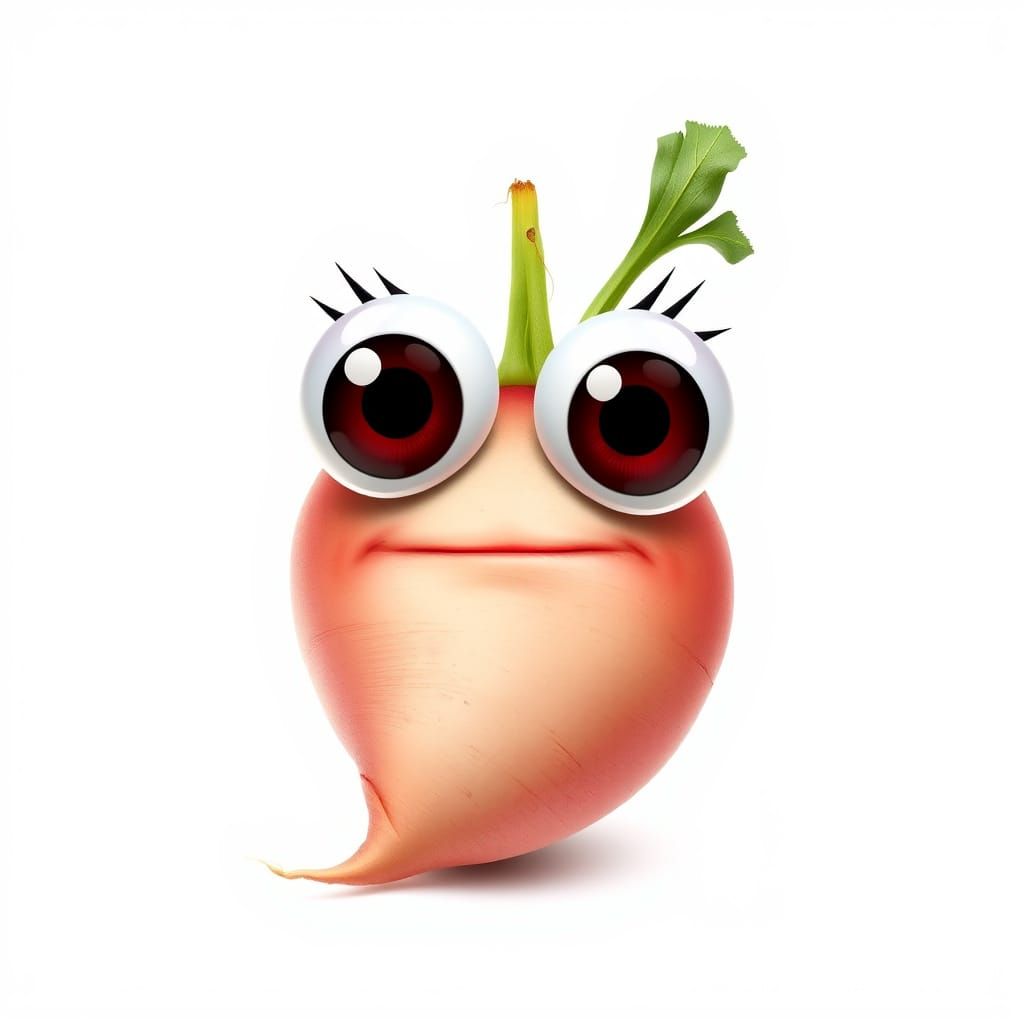 Hysterical radish with googly eyes