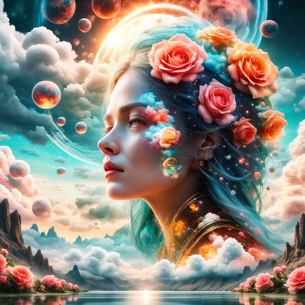 Roses in the Clouds with Alien Planet Reflection