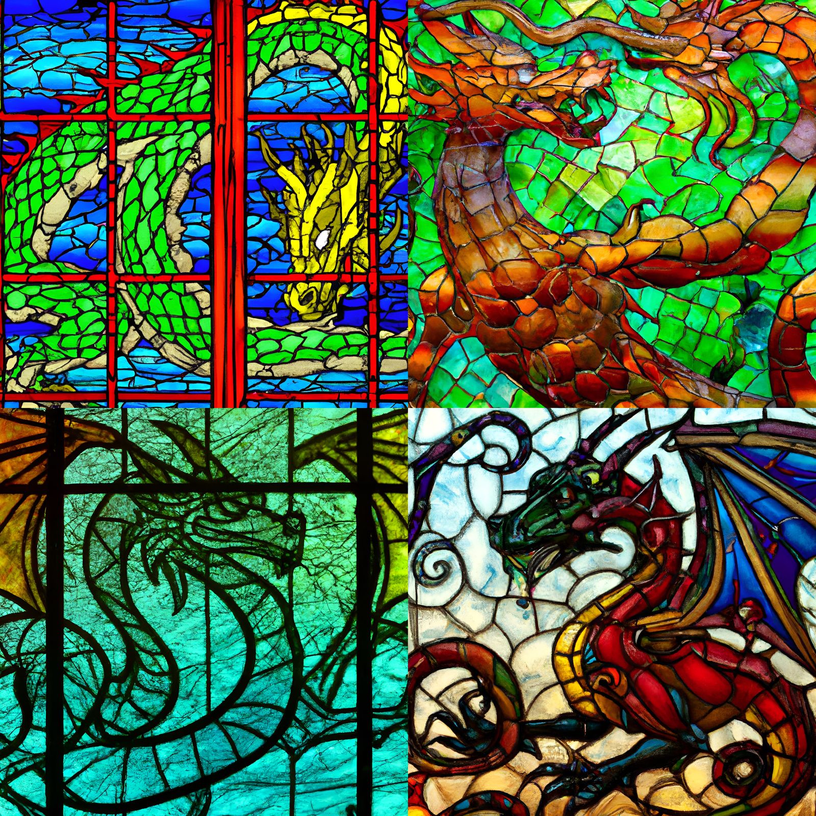Majestic Dragon Stained Glass in 8K Resolution