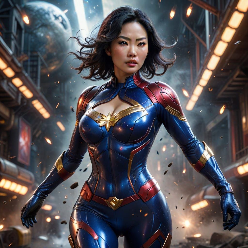 Mature Asian Superheroine Soars Through the Galaxy