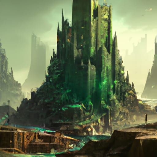 Dramatic Bloody Emerald in Digital Matte Painting Style