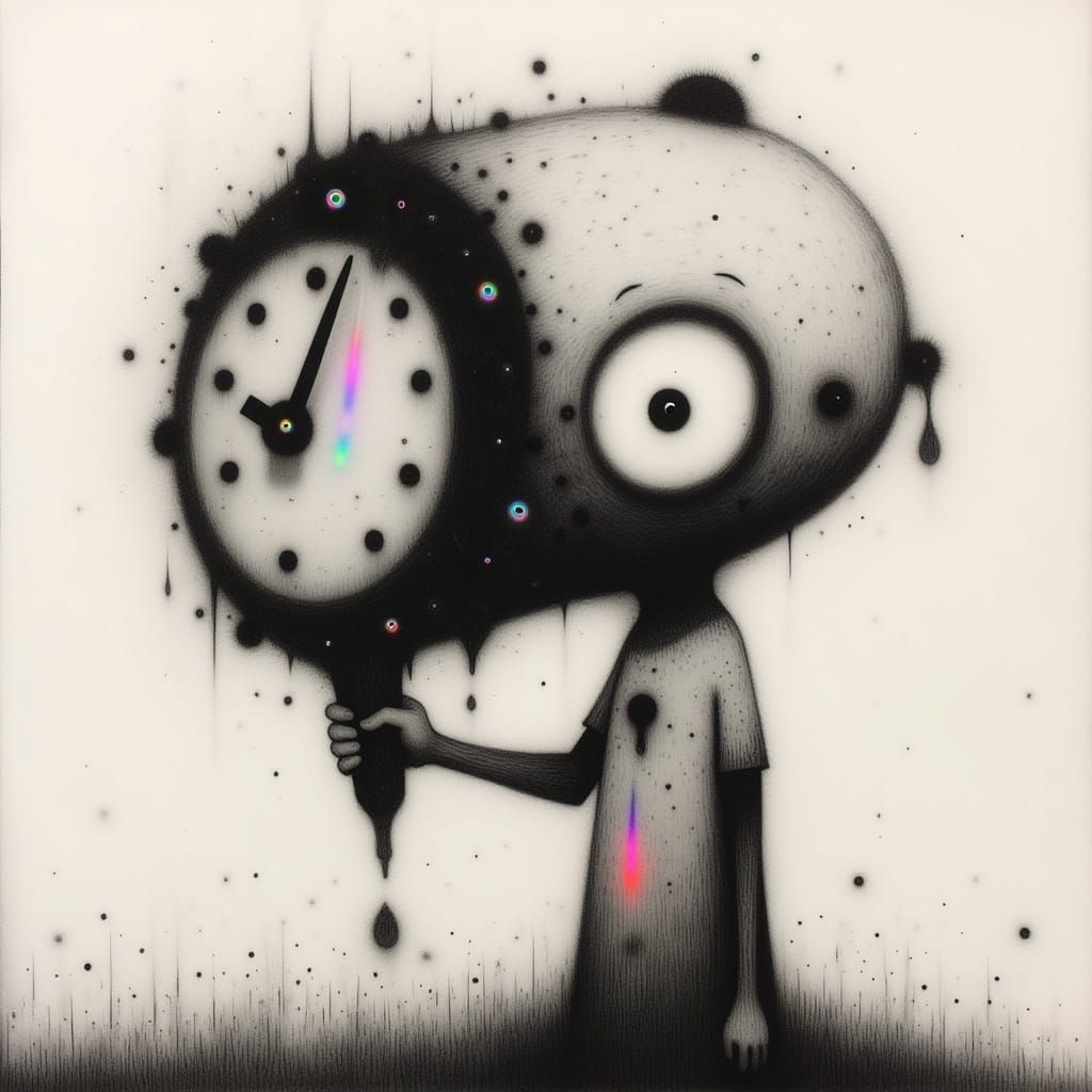 Cute Creature Holding a Clock in Fantasy Art