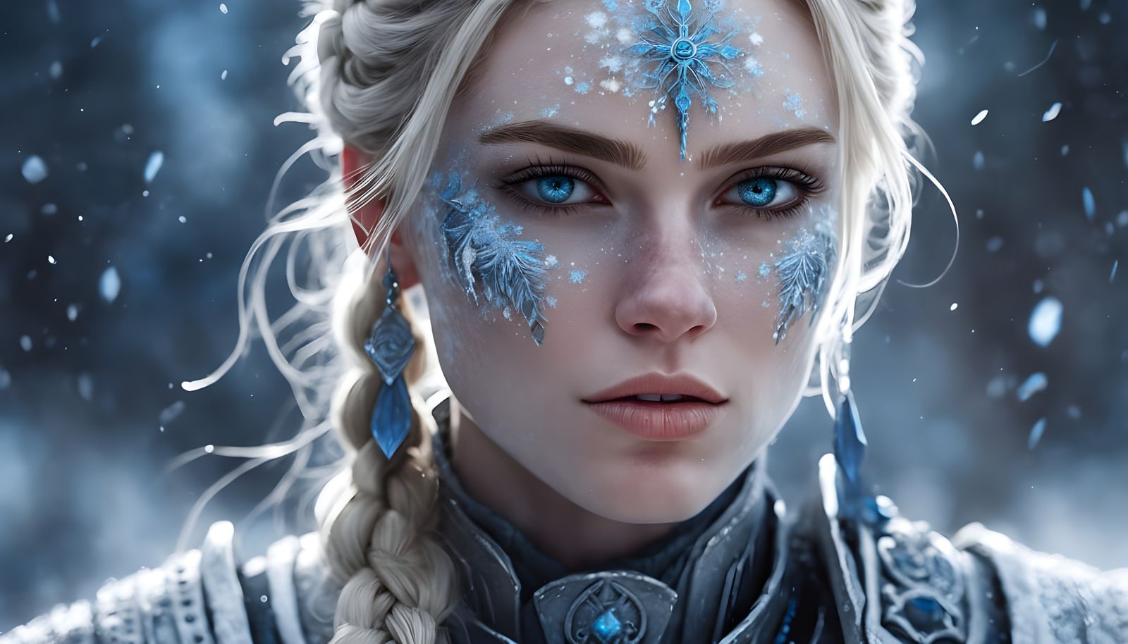 Epic Fantasy Warrior in Frosty Landscape