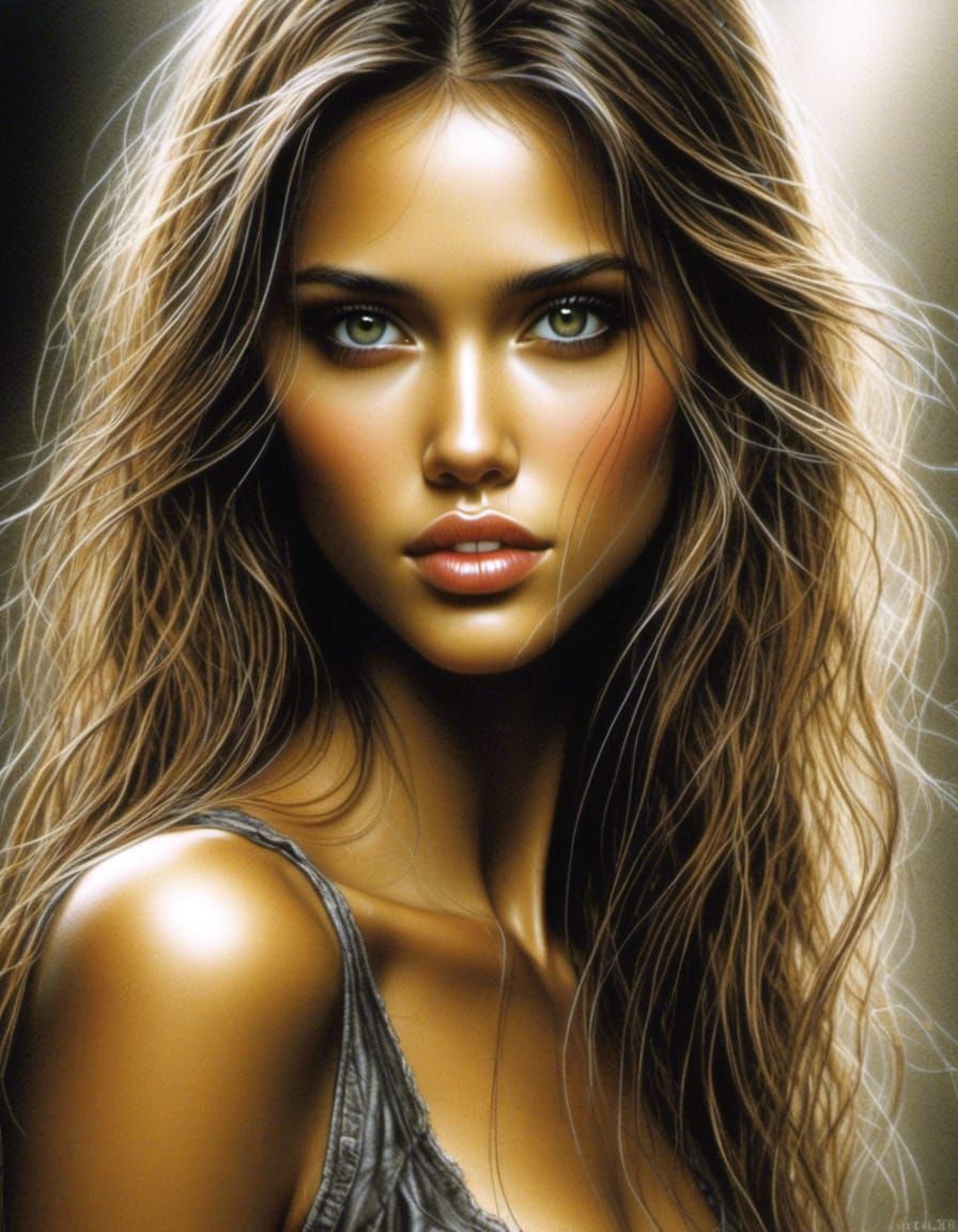 Detailed Illustration of a Beautiful Woman in Royo Style