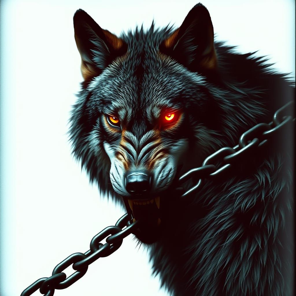 Fierce Wolf with Glowing Eyes Breaks Free