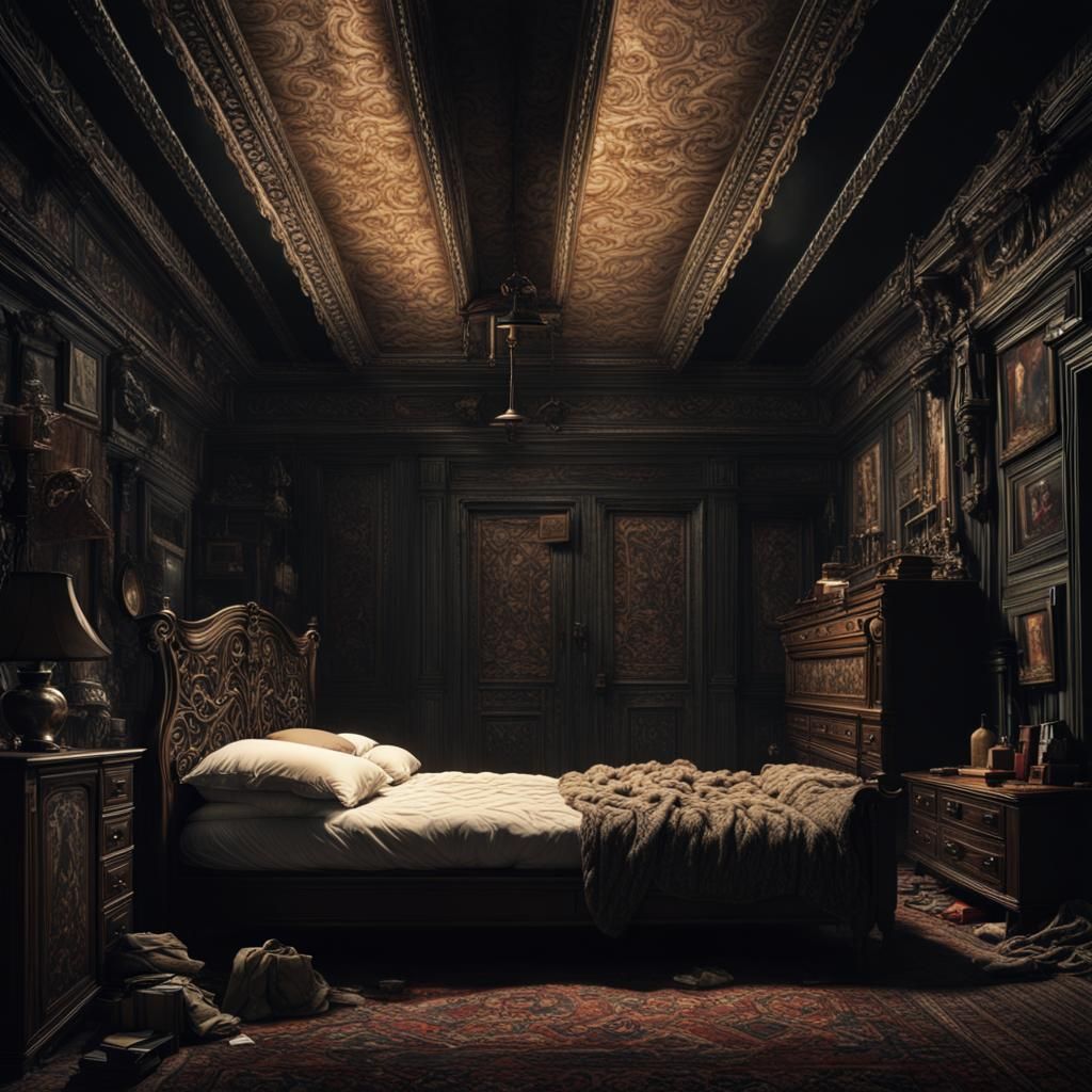 Eerie Boogeyman Lurking Under Bed in Digital Painting