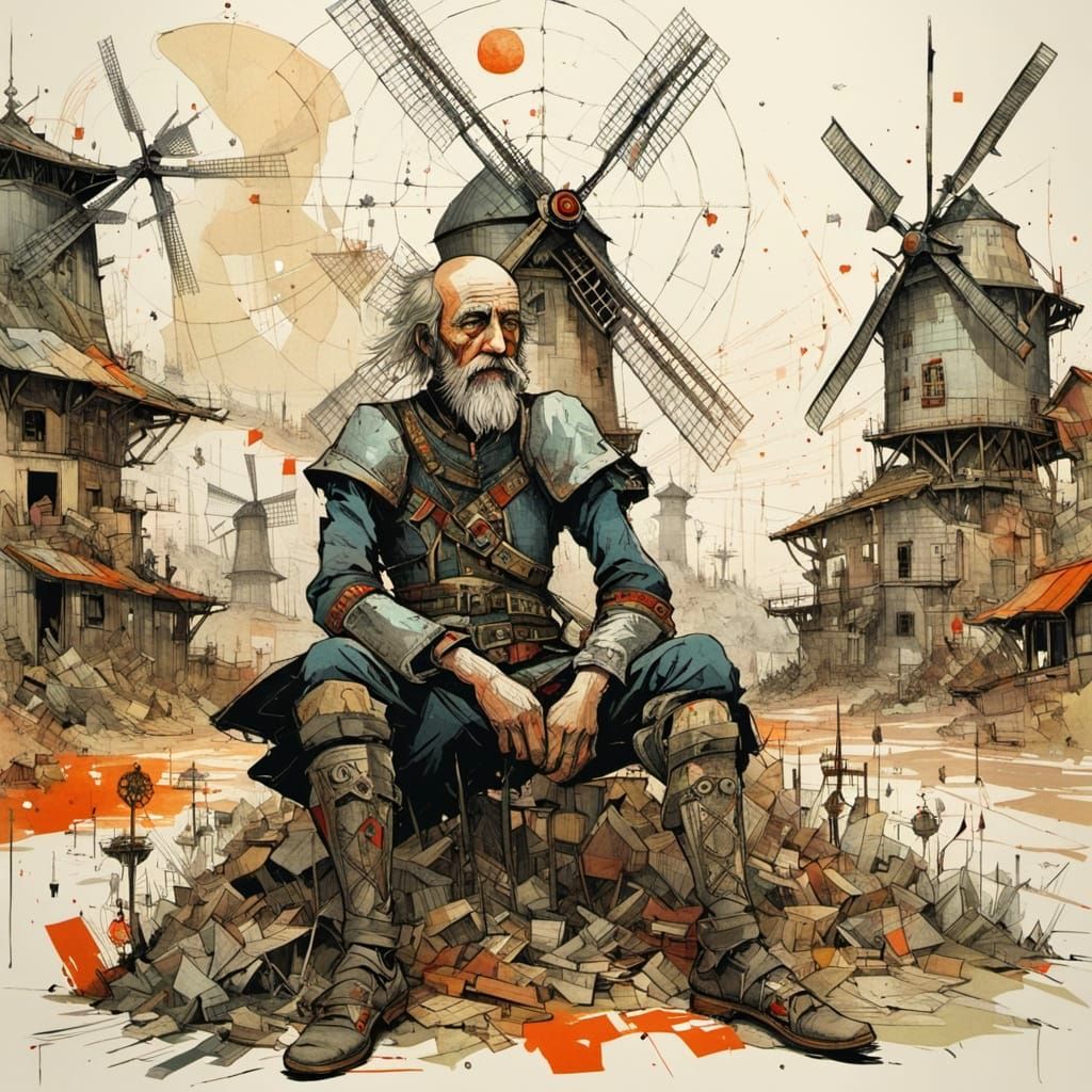 Don Quixote Injured After Windmill Battle