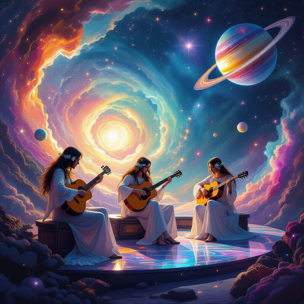 Cosmic Band Performs on Nebula Stage in Bioluminescent Style