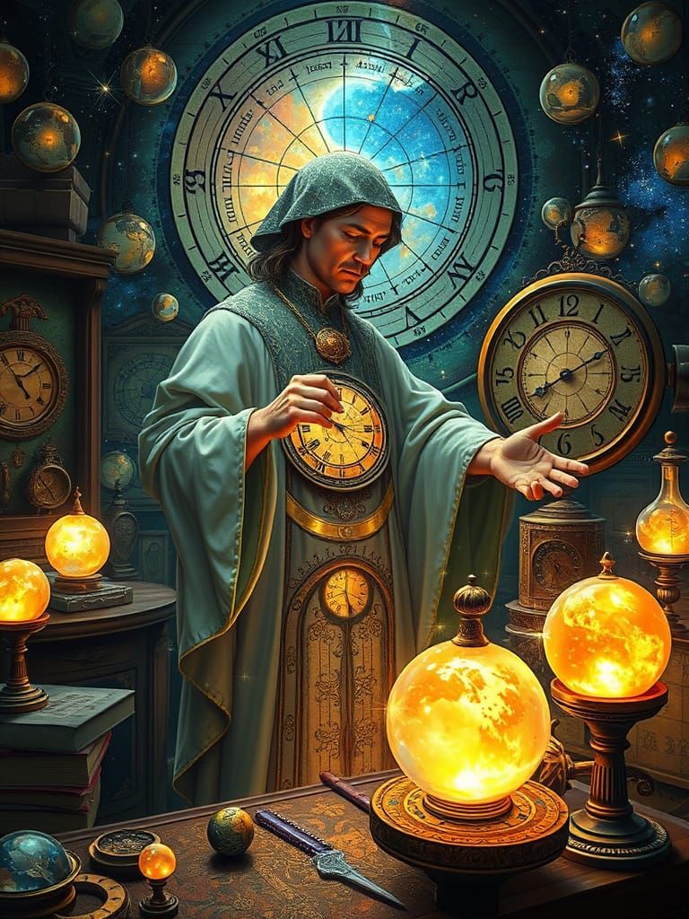 Celestial Clockmaker Assembling Stardust Timepieces