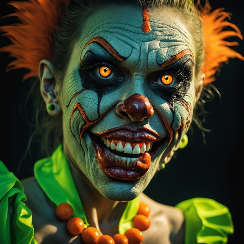 Neon Zombie Monkey Clown Burlesque Dancer