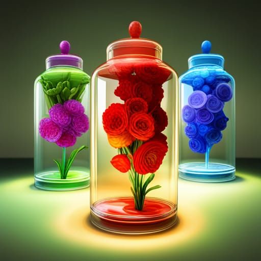 Seasonal Bell Jars in Hyperrealistic Neon Style