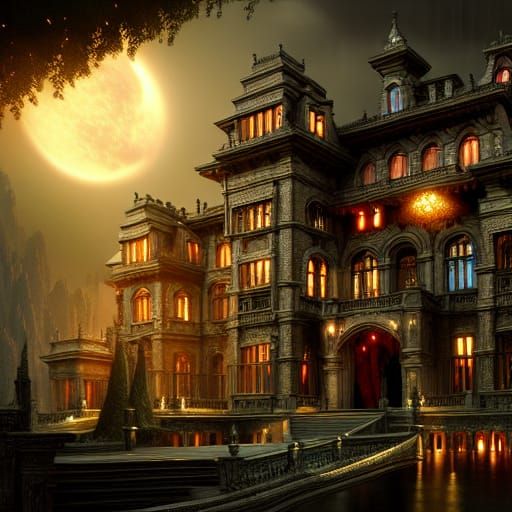 Intricate Vampire Mansion: Fantasy Concept Art