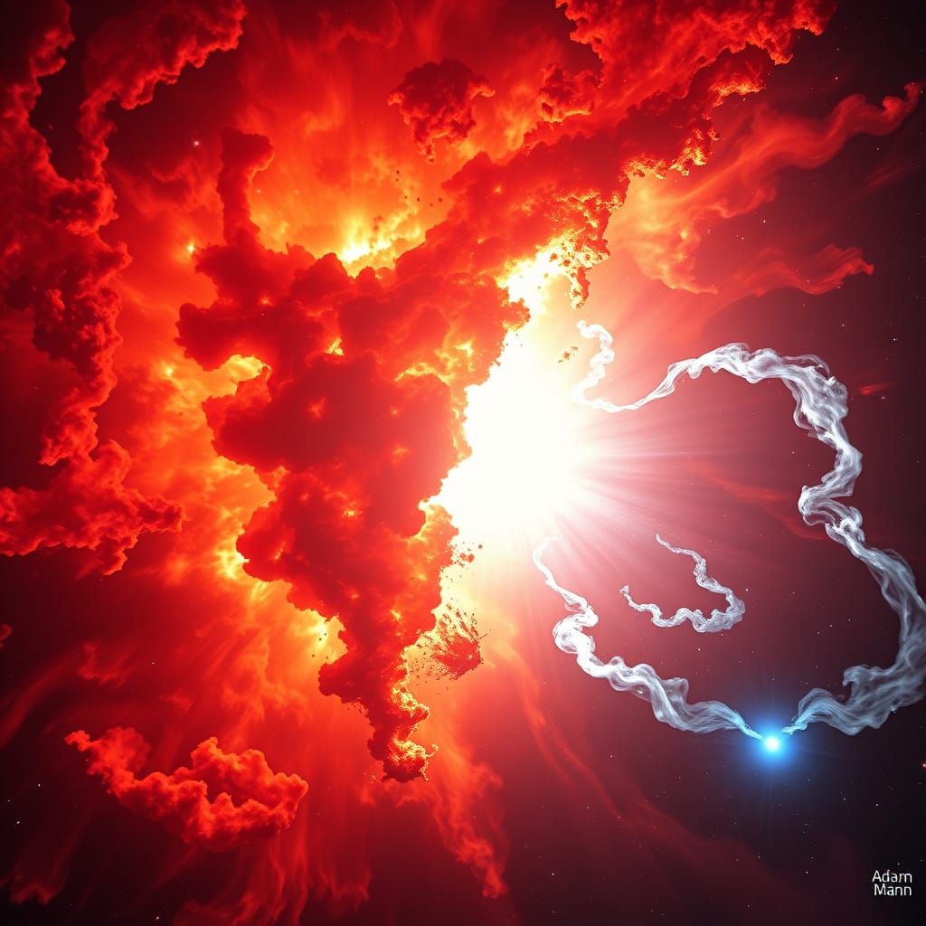 Majestic Red Giant Star Supernova in Cosmic Ballet