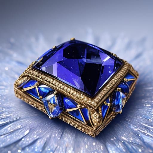 Dazzling Sapphire Gemstone on Velvet Cushion