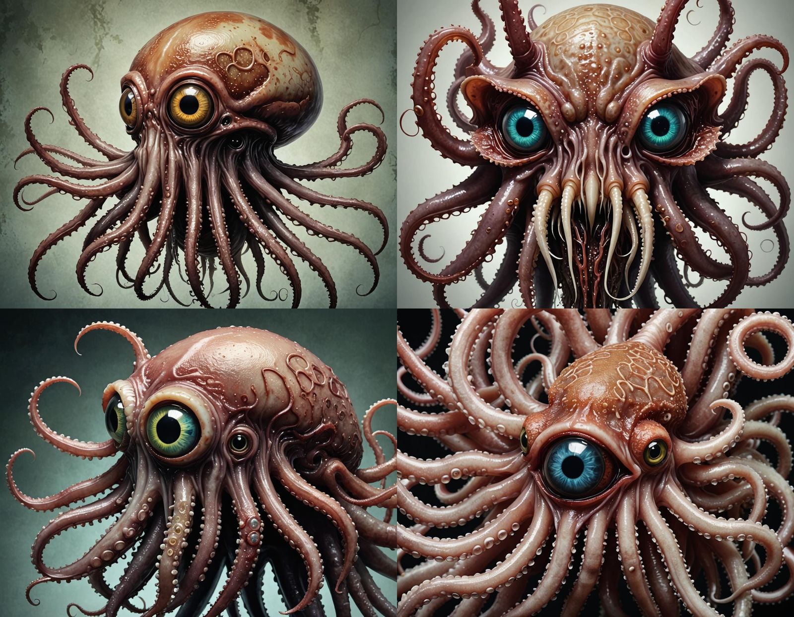 Horrific Mutant Squid Hybrid with Beak and Eyeball