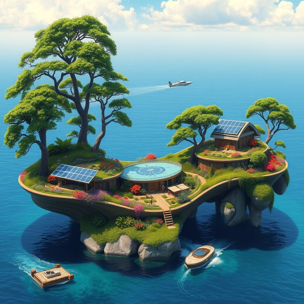 Surreal Eco-Utopia Rises from Oceanic Depths in Moebius-Insp...