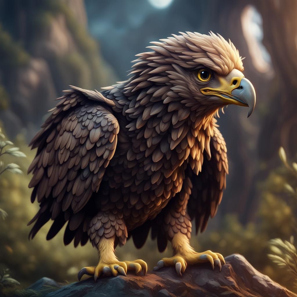 Adorable Baby Eagle in Detailed Matte Painting