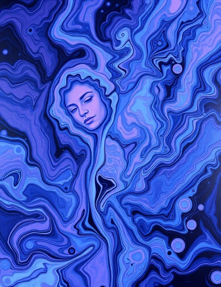 Andromorph Figure in Fluid Acrylic Style