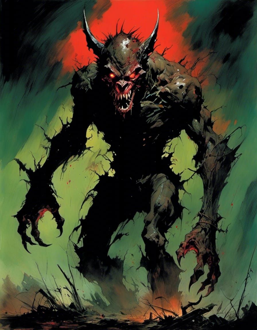 Scary Chupacabra Portrait in Comic Style