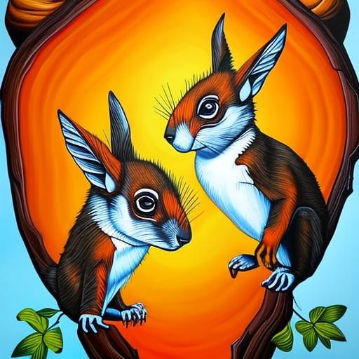 Icy Squirrels in Boiling Lake: Graffiti Splash Art