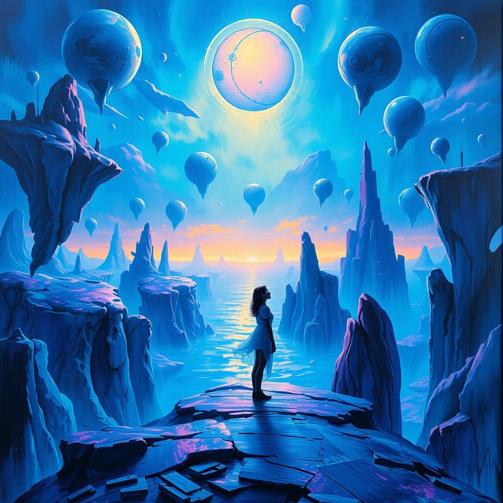 Cyberpunk Woman in Dimension Azure