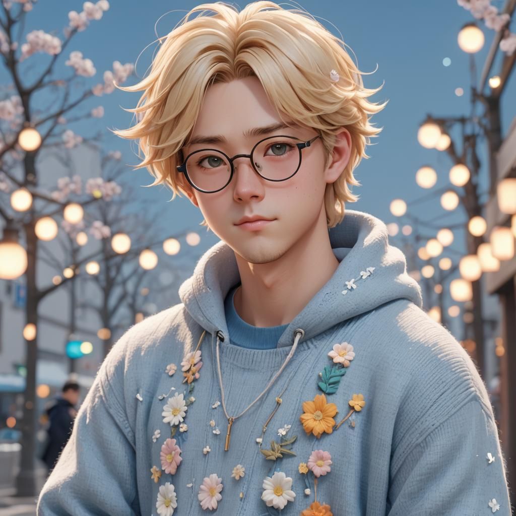 Feminine Man Portrait in 3D Anime Style