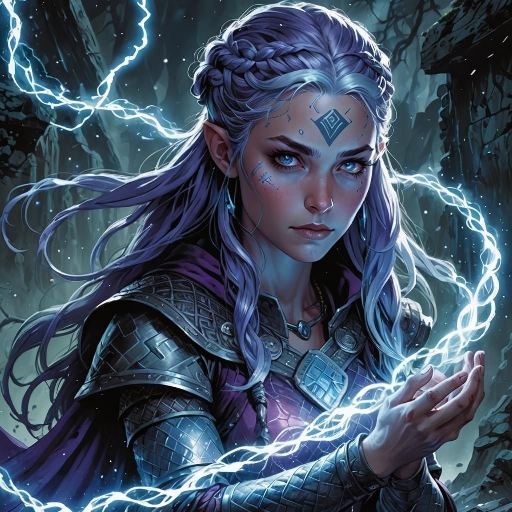 Viking Alchemist Girl Manipulating Cosmic Energy