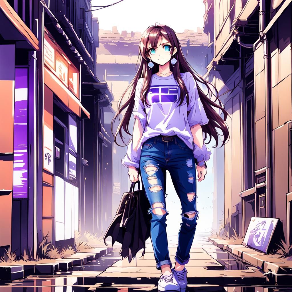 Pixel Art Girl in Anime Style