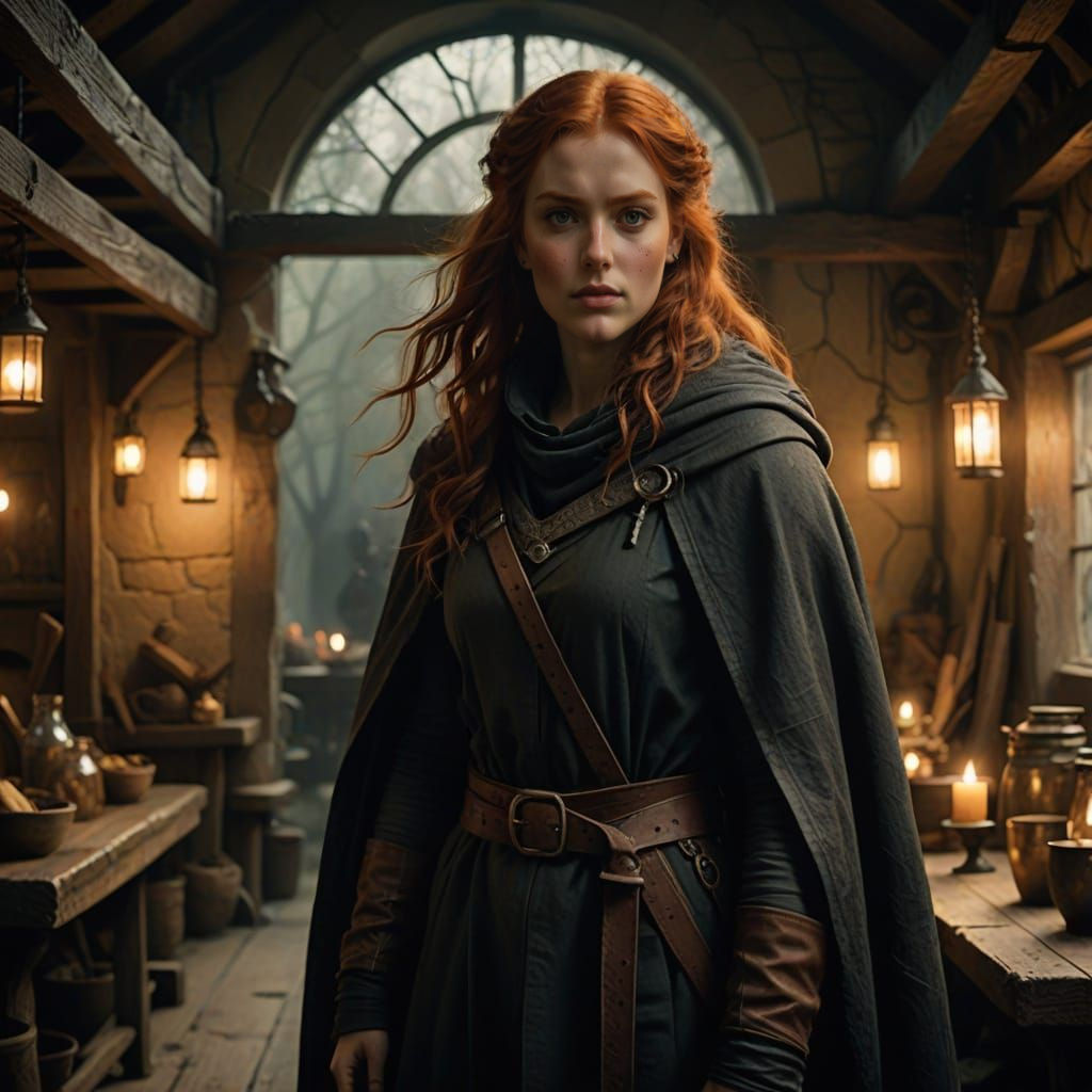 Viking Warrior Woman in Tavern Setting