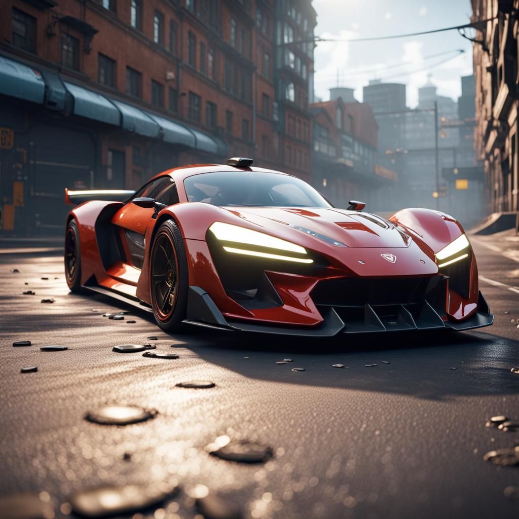 Futuristic Sports Car in 3D Game Style