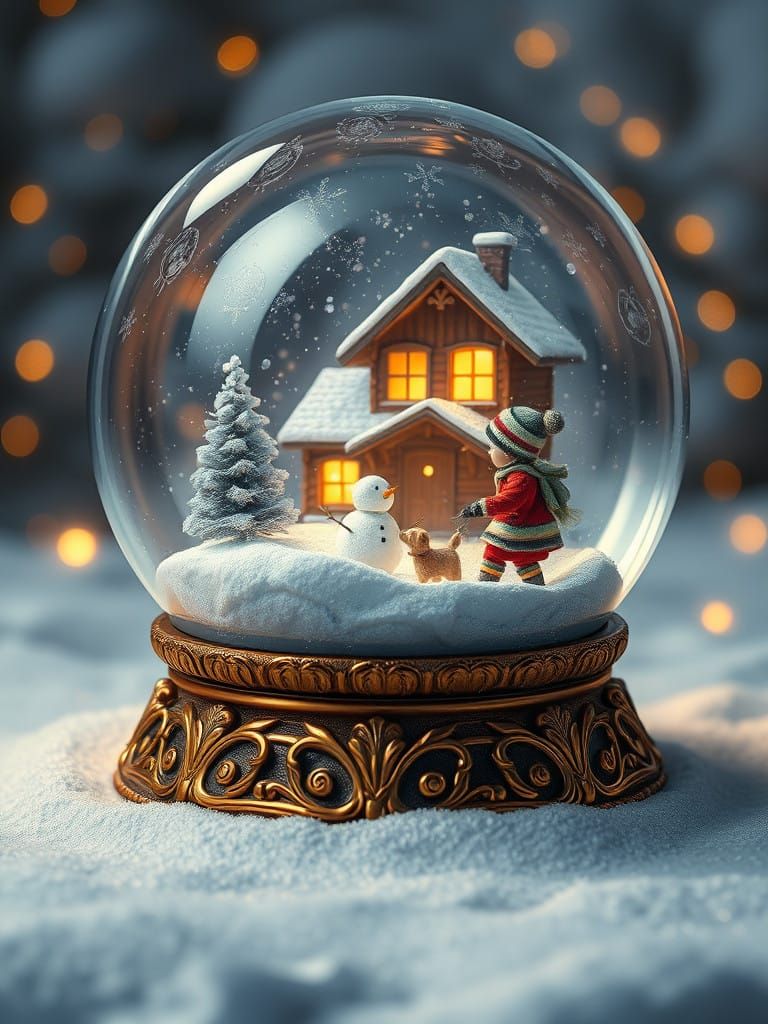 Majestic Glass Snow Globe Winter Wonderland Scene