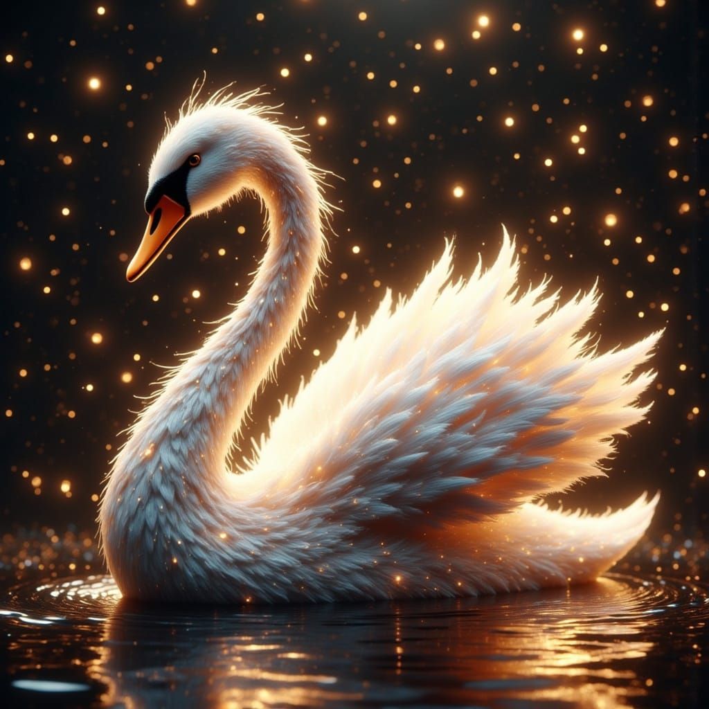 Majestic Swan in Enchanted Pond