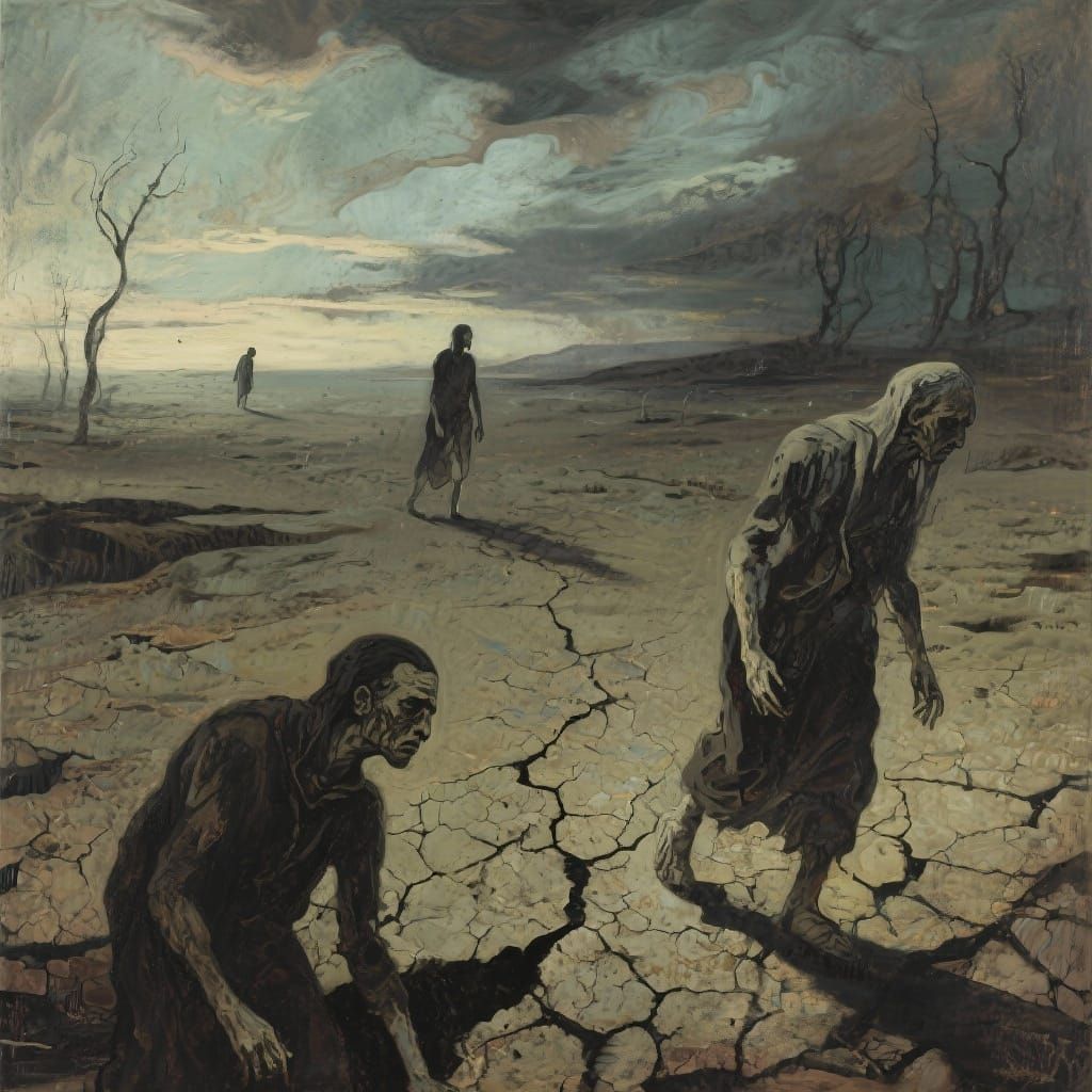 Existential Dreamscape in the Style of Klee and Goya