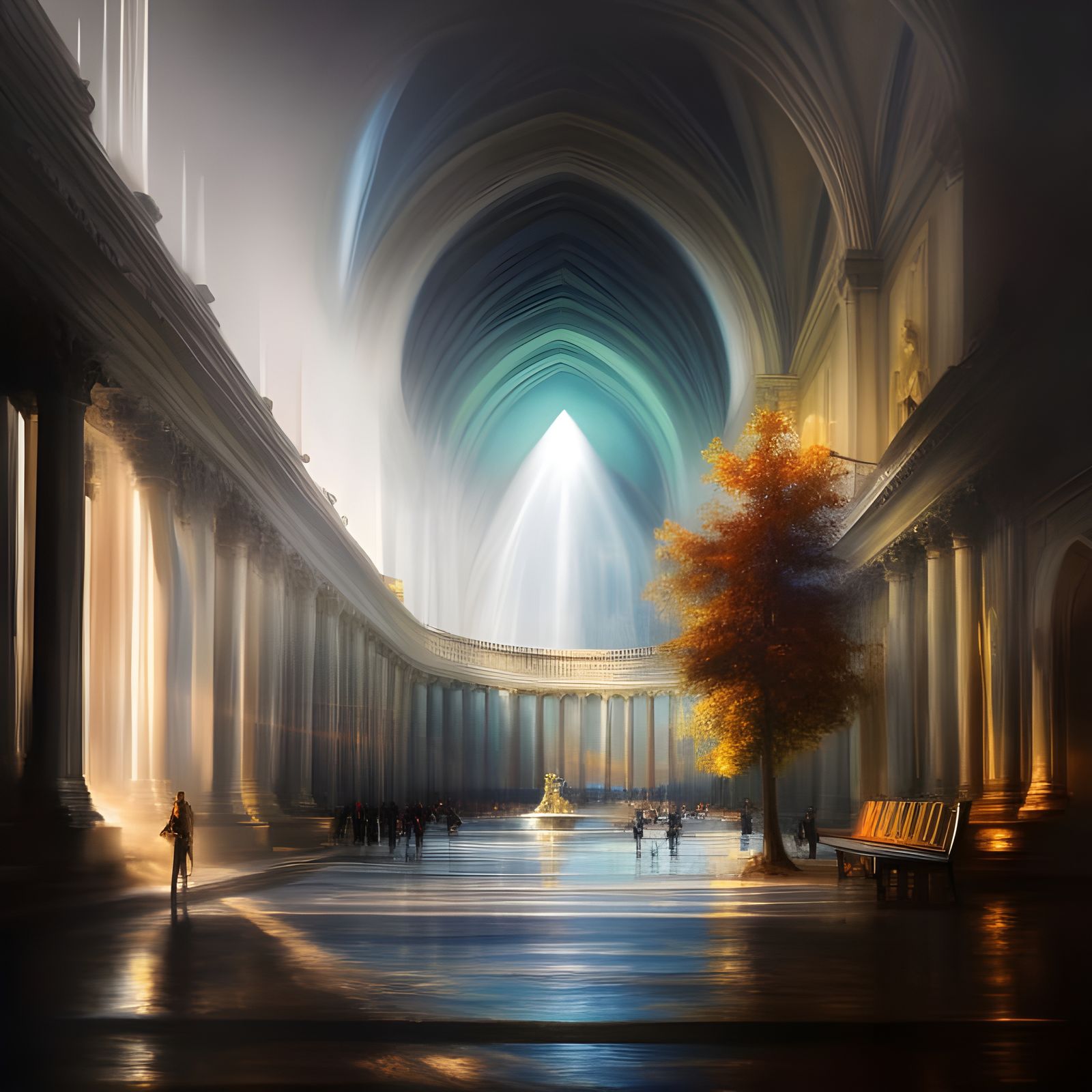 Dreamlike Tree Bathed in Radiant Light