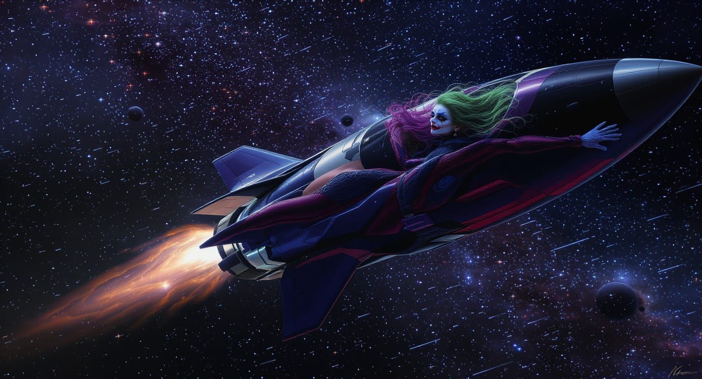 Joker Catwoman Flies Duck Rocket Near Sirius Star